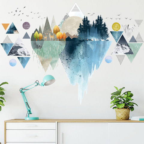 Nordic ins style Triangle Dreamy Mountain Wall Stickers Living room Bedroom Vinyl Wall Decals Creative Home Decor ► Photo 1/6