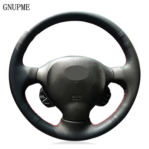 DIY Hand-stitched Black Artificial Leather Car Steering Wheel Cover For Hyundai Santa Fe 2001 2002 2003 2004 2005 2006 ► Photo 1/6