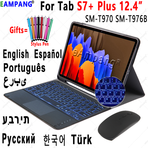 Keyboard Case For Samsung Galaxy Tab S7 Plus Touchpad Backlit Keyboard Russian Spanish Hebrew Arabic Portuguese Korean Keyboard ► Photo 1/6