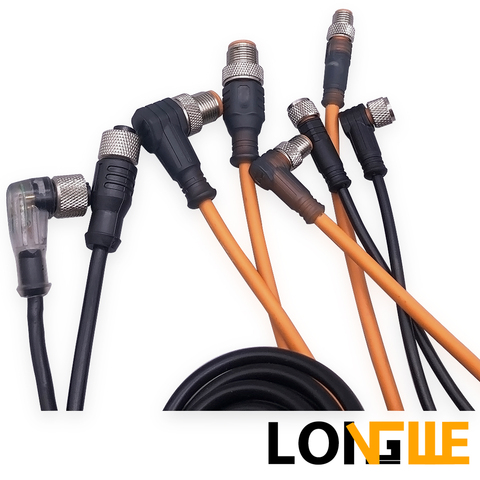 M12 3 4 5 8 pins PVC PUR LED Waterproof sensor cable connector Type A socket plug 2m LONGWE ► Photo 1/6