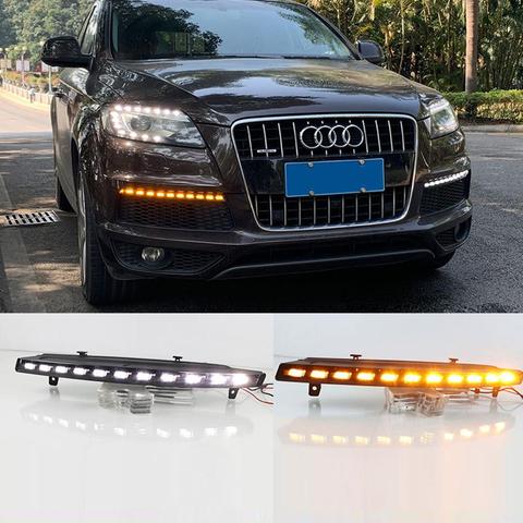 Dynamic LED DRL light for Audi Q7 2006-2009 White with Amber LED Turn Signals OEM Fit LED DRL Assembly Kit ► Photo 1/1