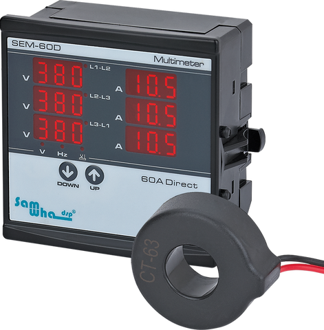 Samwha-Dsp SEM-XXD Digital Multimeter, Contains 3 C.T, Three Phase Volt(L-L),(L-N), Ampere ,Frequency, Phase Sequence Display ► Photo 1/4