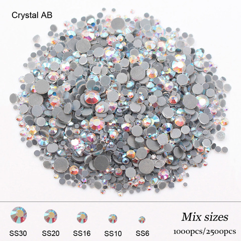 HotFix Rhinestones 2500pcs Mix Size High Quality Shiny CrystalAB crystals Strass Stone Glue Back Iron On Rhinestones For Clothes ► Photo 1/6