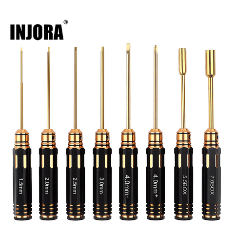 INJORA 8Pcs 1.5/2.0/2.5/3.0/4.0/5.5/7.0mm Hexagon Screwdriver Socket Driver Nut Wrench Tool for RC Model Car Crawler SCX10 TRX-4 ► Photo 1/6