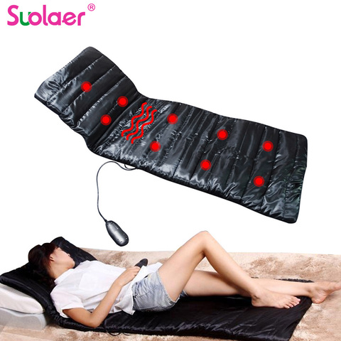 Electric Vibrator Heating Back Neck Massager Mattress Leg Waist Cushion Mat Home Office Relax Bed Pain Relief Health Care ► Photo 1/6