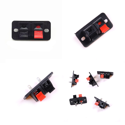 5 Pcs 2 Positions Connector Terminal Push in Jack Spring Load Audio Speaker Terminals ► Photo 1/6