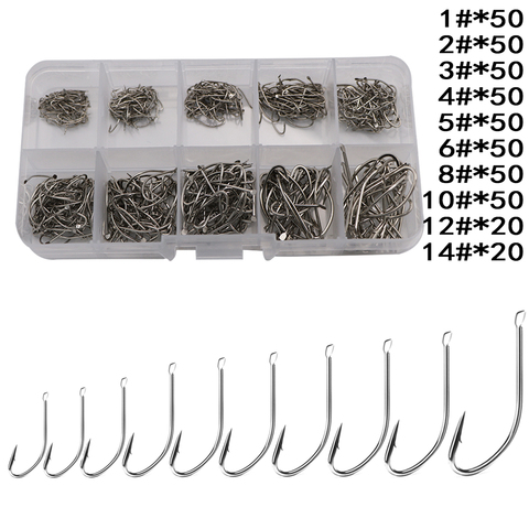 450pcs/box 1-14# Sharpened Ultrapoint Fishing Carp Fish Treble Circle Cat fish Hooks Set Mixed Sizes Fishhook Fishing Tackle ► Photo 1/6