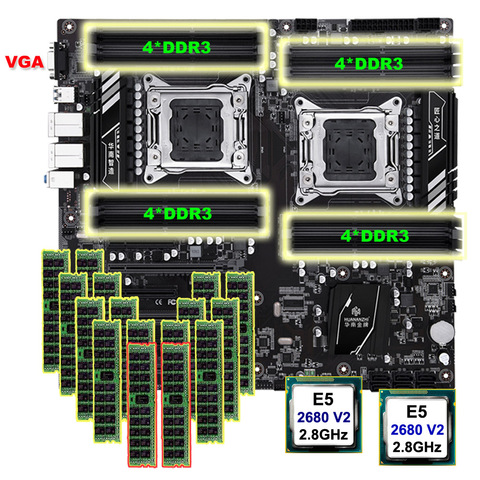 HUANANZHI X79-16D Motherboard with VGA Video Port Dual Xeon Processor E5 2680 V2 Big Brand Memory 512G(16*32G) RECC Buy Computer ► Photo 1/6