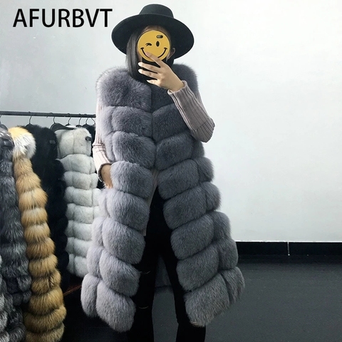 Faux Fur Coat Winter Women 2022 Fashion Casual Warm Slim Sleeveless Long Faux Fox Fur Vest Winter Pockets Jacket Women ► Photo 1/6