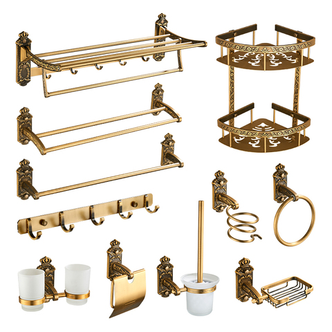 Bathroom Accessories Antique Brass Bathroom Shelf, Towel Ring, Paper Holder, Toilet Brush, Coat Hook, Bath Rack, Soap Dish ► Photo 1/6