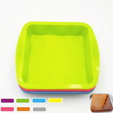 Square Silicone Mould Cake Pan Brownies Fudge Tray Bakes Flapjacks Anti-skid Handle High Kitchen Bake Cake Tool Random Color ► Photo 1/6