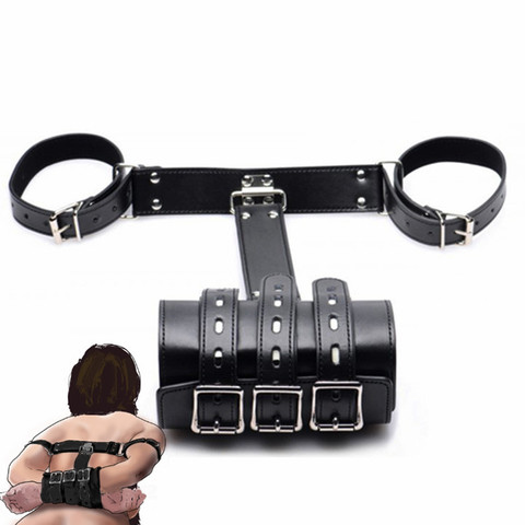 Bdsm Leather Harness Arm Binder Bondage Sex Toys of Wrist Cuffs for Slave Role Play to Arm Behind Back Armbinder Restraints ► Photo 1/6