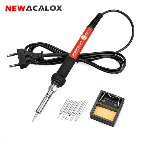 NEWACALOX 220V/110V 60W Electrical Soldering Iron Rework Welding Gun Tool Adjustable Temperature Soldering Station Solder Tip ► Photo 1/6