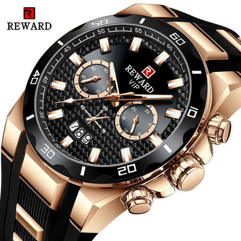 REWARD Fashion Big Dial Men's Watch Men Top Brand Luxury Chronograph Silicone Sport Quartz Watches Waterproof relogio Masculino ► Photo 1/6