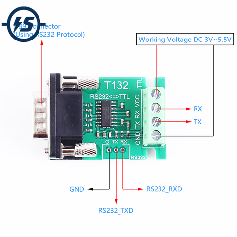 TTL UART to RS232 Bus Converter RS232 to UART Data Analyzer DB9 Male Socket Screw Terminal + DB9 Male Screw ► Photo 1/6