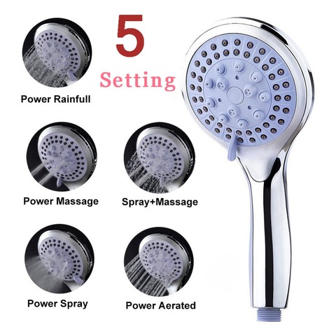 Zhangji 5 Function Round Rain Shower Head Set Bathroom with Shower Hose Shower Holder 15 Stages Water Filter Premium Purifier ► Photo 1/6
