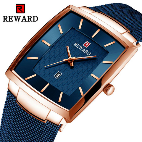 Men's Watch REWARD Top Brand Luxury Business Watches Auto Date Square Dial Waterproof Stainless Steel Male Clock reloj hombre ► Photo 1/6