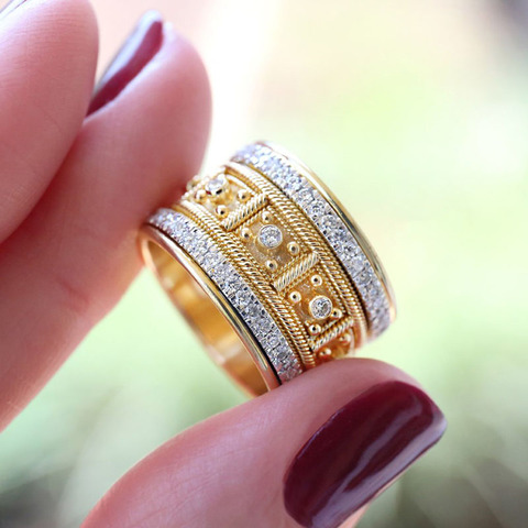 Luxury Brand Big Golden Finger Rings for Men Women Fine Jewelry Cubic Zircon Micro Paved Rhinestone Wedding Rings Gift Z5M527 ► Photo 1/5