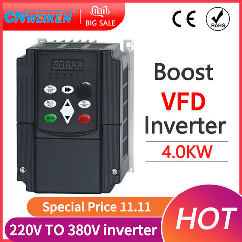 4KW 220V to 380 Single Phase Input 3 Phase Output PWM Frequency Converter Drive Inverter CNC Motor Speed 5HP VFD VSD New 2022 ► Photo 1/6