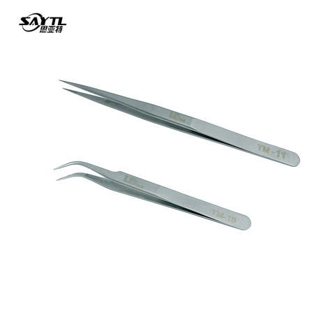 SAYTL Electronics precision tweezers Curved Straight Tip Anti-static ESD Stainless Steel Forceps SMD Phone Repair Hand Tools ► Photo 1/6