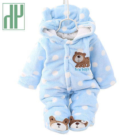 Baby winter romper warm flannel plush jumpsuit Baby Girl boys bear animal costume Hooded newborn baby bear pajamas overalls HH ► Photo 1/6