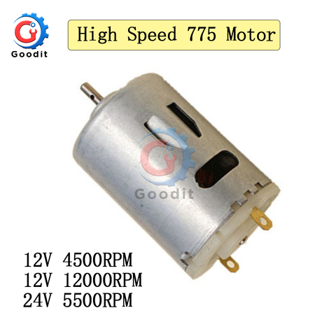 High Speed ​​Motor 775 DC 12V 4500RPM 12000RPM 24V 5500RPM Large torque DC motor Electric tool Electric Machinery Shaft Gear ► Photo 1/6