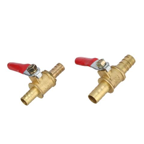 Red Handle Valve 8mm 10mm Hose Barbed Ball Valve Inline Brass Water Oil Air Gas Straight Shutoff Ball Valve Pipe Fittings ► Photo 1/6