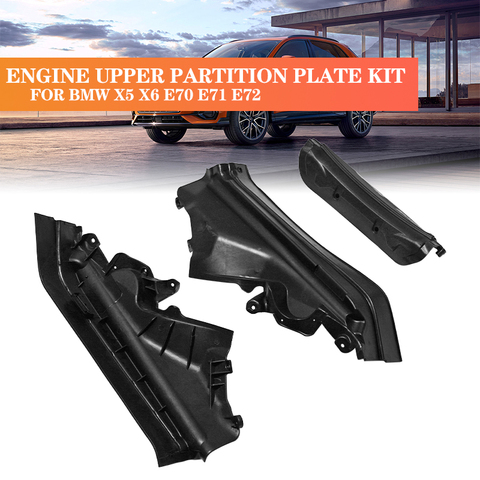 3Pcs/Set Car Engine Upper Compartment Partition Panel Set For BMW X5 X6 E70 E71 E72 51717169419 51717169420 51717169421 ► Photo 1/6