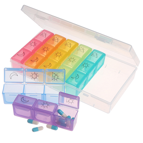 3 Row 21 Grids 7 Days Weekly Pill Case Medicine Tablet Dispenser Organizer Pill Box Splitters Pill Storage Container ► Photo 1/6