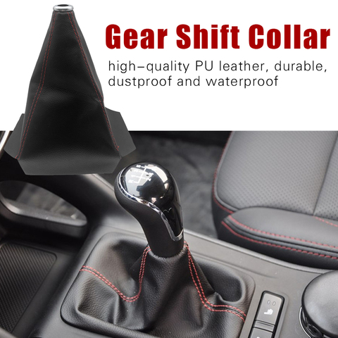 Car Styling Accessories Shift Knob Universal PU Leather Car Gear Shift Collar Shifter Stick Gaiter Boot Knob Cover ► Photo 1/6