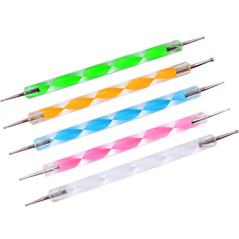 UV Gel Painting Nail Art Dotting Pen Acrylic Handle Rhinestone Crystal Brush Salon Decoration Manicure Tools Kit 5Pcs/Set ► Photo 1/6