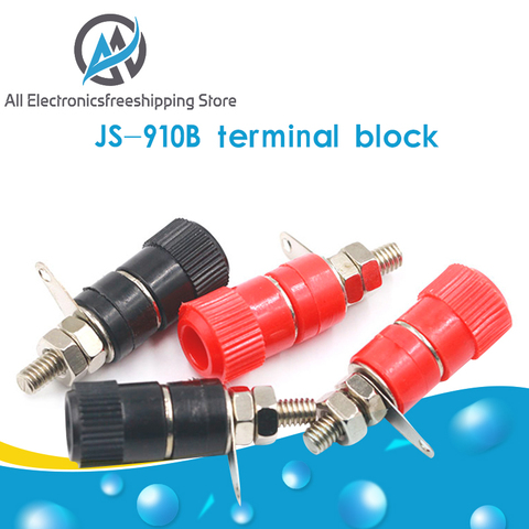 10PCS/LOT Terminal Blocks JS-910B 4mm Amplifier Terminal Connector Binding Post Banana Plug Jack Mount Black 5 Red 5 ► Photo 1/6