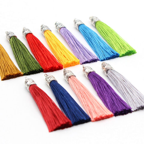 10Pcs/Pack 60mm Long Silk Tassel Brush with Metal Caps for Earrings Tassel Charms Pendant Fit DIY Jewelry Making hat Material ► Photo 1/6