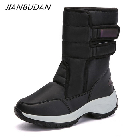 JIANBUDAN 2022 New winter warm Snow Boots Outdoor waterproof women's Cotton boots Plush comfort warm Female high top boots ► Photo 1/6