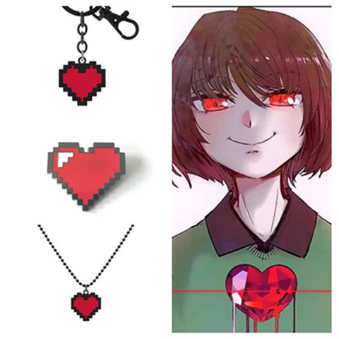 Undertale Cosplay Prince's Determination Heart Shape Necklace Keychain Brooch Badge Game Accessories Metal Anime Character Props ► Photo 1/6