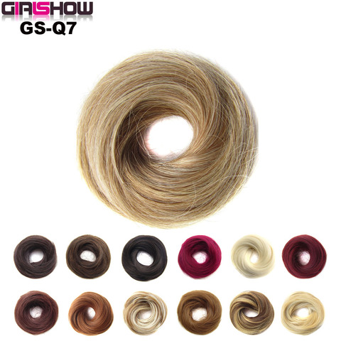 GIRLSHOW Ladies Elastic Straight Synthetic Hairpieces Scrunchie Wrap For Hair Bun wrap Donut Chignon Accessories Q7 ► Photo 1/6
