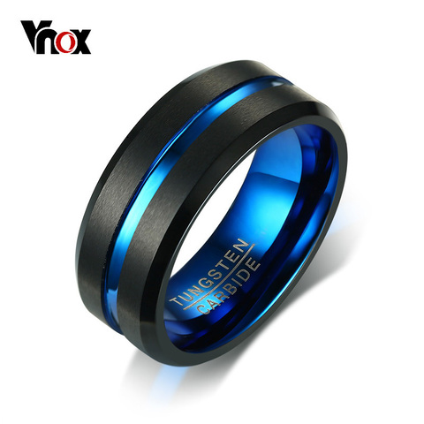 Vnox 8mm Tungsten Carbide Men Ring Wedding Band Interface Black Matt Surface Classic Male Jewelry Anniversary Gift ► Photo 1/6