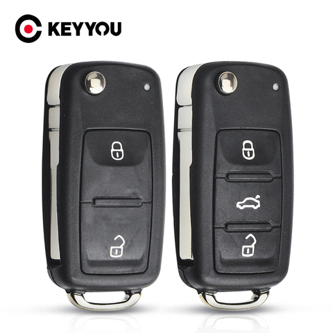 KEYYOU Remote Key Case Shell For VW Volkswagen Skoda Octavia Golf Mk6 Tiguan Polo Passat CC SEAT Replacement 2/3 Buttons ► Photo 1/6