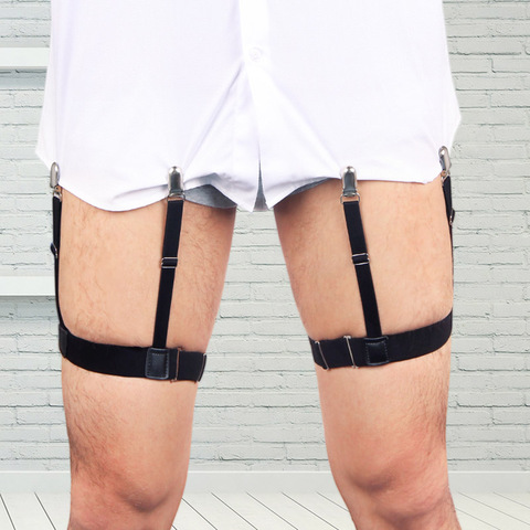 2 Pcs Men Shirt Stays Belt with Non-slip Locking Clips Keep Shirt Tucked Leg Thigh Suspender Garters Strap XIN-Shipping ► Photo 1/6