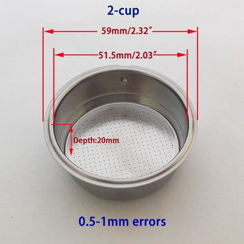 51mm Double-Cup Coffee machine Pressurized Filter Basket for household coffee maker parts Non-Pressurized coffee 2-cup ► Photo 1/6