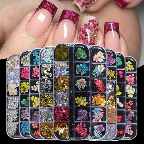 Mix Dried Flowers Nail Decorations Jewelry Natural Floral Leaf Stickers 3D Nail Art Designs Polish Manicure Accessories ► Photo 1/5