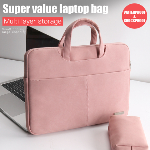 PU Leather women Laptop Bag Notebook Carrying Case Briefcase for Macbook Air 13.3 14 15.6 inch men Handbags shoulder Mouse Bag ► Photo 1/6