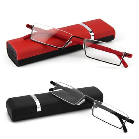 GLAUSA Reading Glasses TR90 Stainless Steel Half Frame Anti-Reflective Unisex Women Men Optical Mirror Presbyopia Eyewear Case ► Photo 1/6