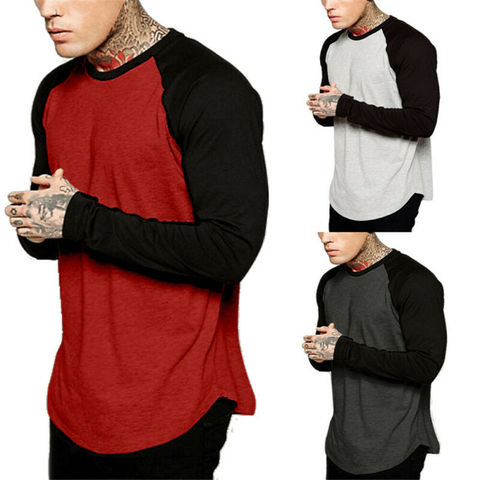 Fashion Men Baseball Long Sleeve T-Shirt Crew Neck Patchwork CAMO Sports Team Jersey Raglan Tee ► Photo 1/6