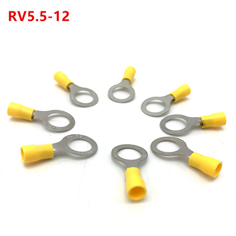 10/25/50/100PCS RV5.5-12 Yellow Ring 4-6MM Insulated Wire Connector Electrical Crimp Terminal Cable Wire 12-10AWG ► Photo 1/6