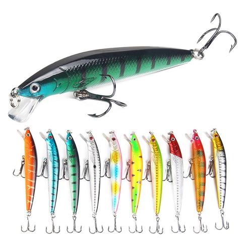 10 Colors Hard Fshing Lures Plastic Artificial Fake Life-Like Minnow Shape Baits ► Photo 1/6