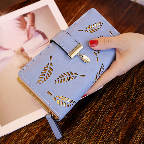 Luxury Brand Wallets for Women 2022 Fashion Multi-card Long Wallet Gold Hollow Leaf Coin Purse Multi-functional Versatile Clutch ► Photo 1/6