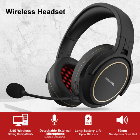 2.4GHz Wireless Gaming Headset with Transmitter Game Headphones Stereo Music Earphone Super Bass AUX-IN 3.5mm Wired Headset ► Photo 1/6