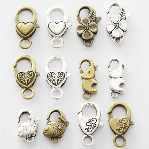 10pcs Antique Bronze Alloy Love Heart Lobster Clasp Hooks Fit For DIY Making Necklace Bracelet Jewelry Chains Connector Findings ► Photo 1/6