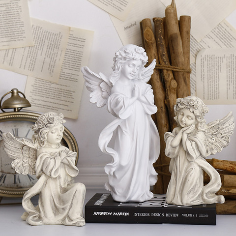 Resin Beautiful Girl Angel Miniature Statue Ornament Cute Sculpture Modern Art Sketch Model Home Decoration Accessories Figurine ► Photo 1/6